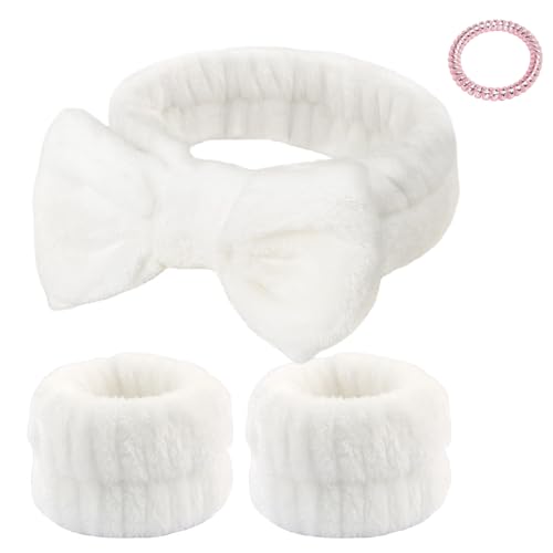 Fmeida Skincare Headband, Spa Headband for Washing Face,Wrist Bands and Hair Tie Black