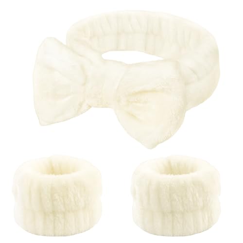 Fmeida Skincare Headband, Spa Headband for Washing Face,Wrist Bands and Hair Tie Black