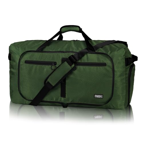 Fmeida 65L Duffle Bag with Shoes Compartment, Foldable Travel Duffel Bags for Men Women, Large Packable Travel Bag Water Repellent & Tear Resistant