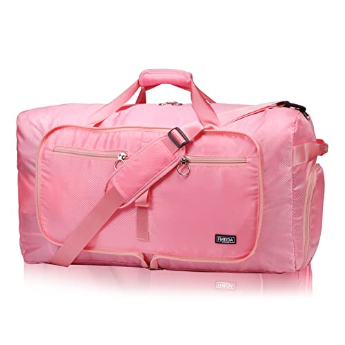 Fmeida 65L Duffle Bag with Shoes Compartment, Foldable Travel Duffel Bags for Men Women, Large Packable Travel Bag Water Repellent & Tear Resistant