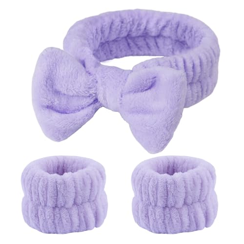 Fmeida Skincare Headband, Spa Headband for Washing Face,Wrist Bands and Hair Tie Black