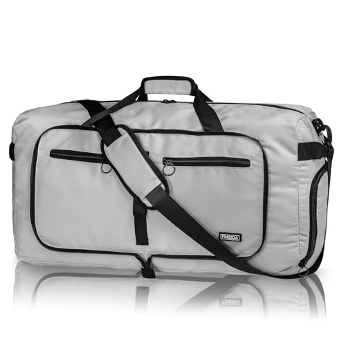 Fmeida 65L Duffle Bag with Shoes Compartment, Foldable Travel Duffel Bags for Men Women, Large Packable Travel Bag Water Repellent & Tear Resistant