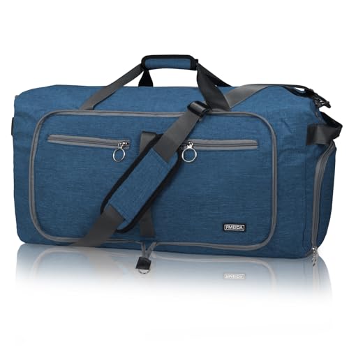 Fmeida 65L Duffle Bag with Shoes Compartment, Foldable Travel Duffel Bags for Men Women, Large Packable Travel Bag Water Repellent & Tear Resistant