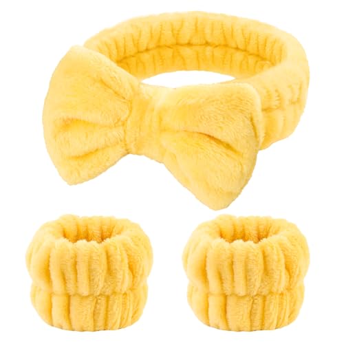 Fmeida Skincare Headband, Spa Headband for Washing Face,Wrist Bands and Hair Tie Black