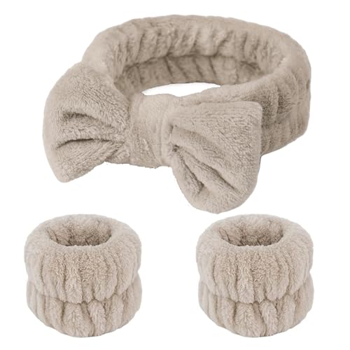 Fmeida Skincare Headband, Spa Headband for Washing Face,Wrist Bands and Hair Tie Black