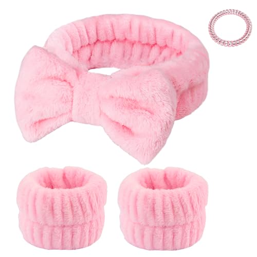 Fmeida Skincare Headband, Spa Headband for Washing Face,Wrist Bands and Hair Tie Black