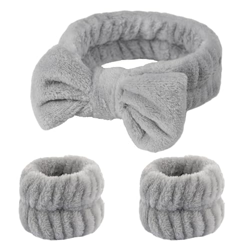 Fmeida Skincare Headband, Spa Headband for Washing Face,Wrist Bands and Hair Tie Black