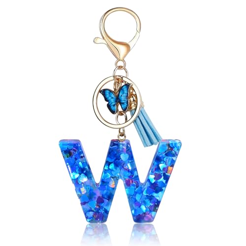Porte-clés Fmeida pour femmes, porte-clés avec lettre initiale, breloques pour sacs à main, sacs à dos, porte-clés papillon bleu