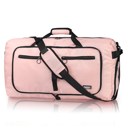 Fmeida 65L Duffle Bag with Shoes Compartment, Foldable Travel Duffel Bags for Men Women, Large Packable Travel Bag Water Repellent & Tear Resistant