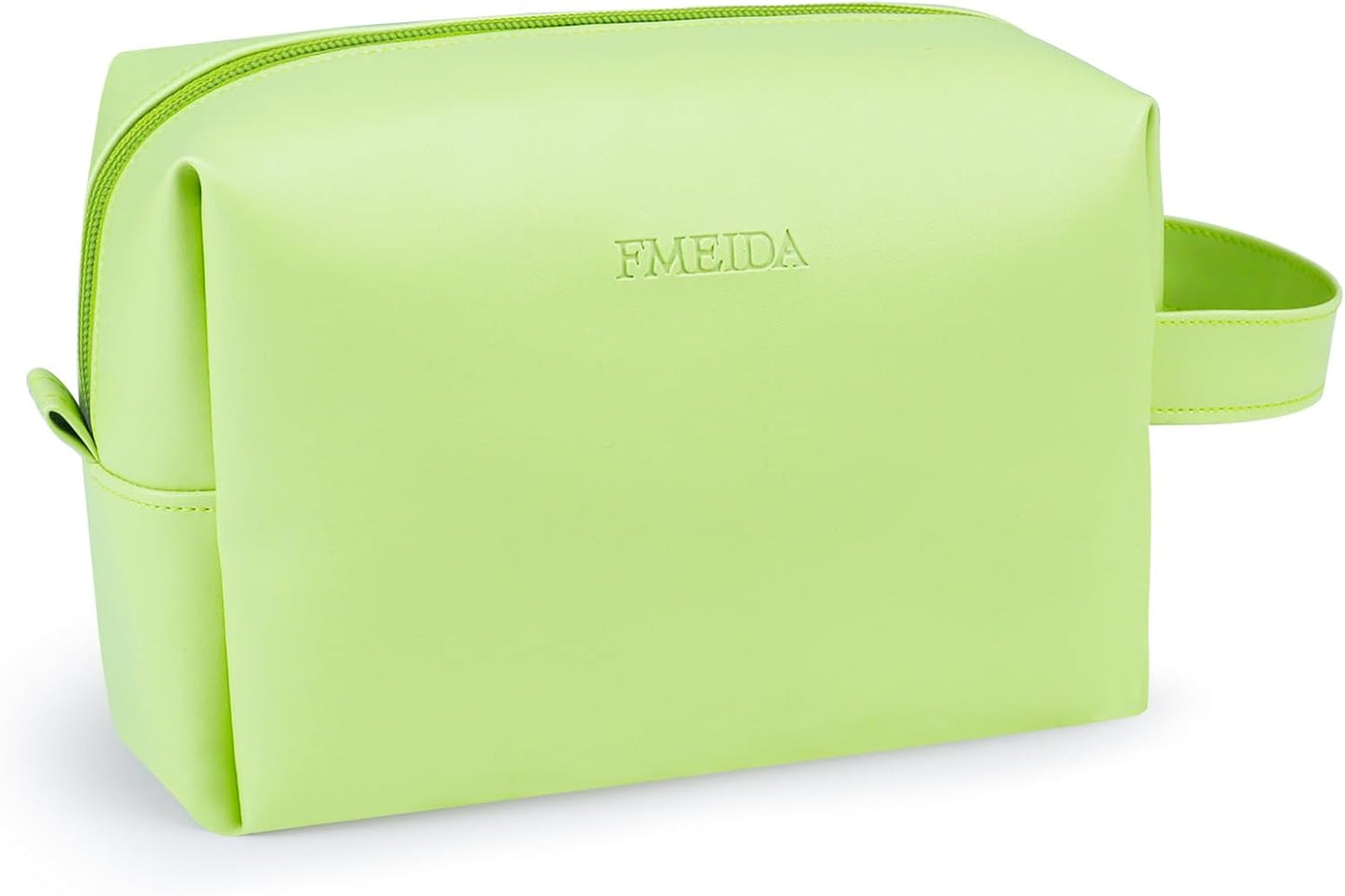 Fmeida Large Makeup Bag - Black Leather Cosmetic Bag, Waterproof Travel Makeup Bag, Portable Makeup Bag Pouch, Roomy Cosmetic Bags for Women Men Adult