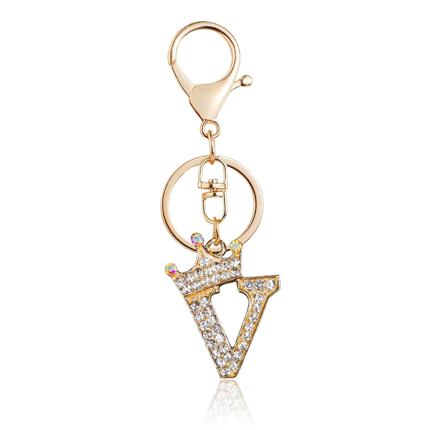 Porte-clés Fmeida Gold Letter AZ pour femmes Porte-clés avec lettre initiale Motif couronne