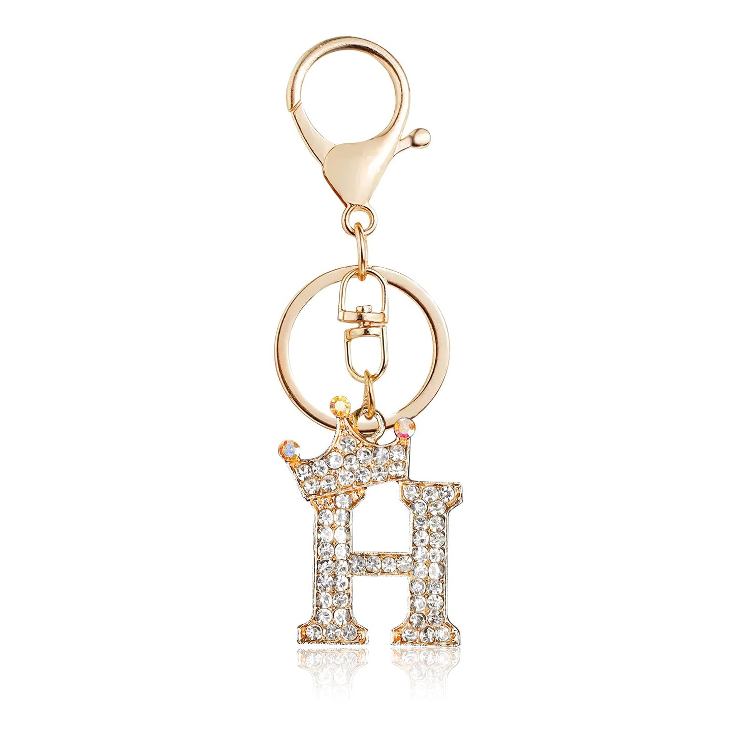 Porte-clés Fmeida Gold Letter AZ pour femmes Porte-clés avec lettre initiale Motif couronne