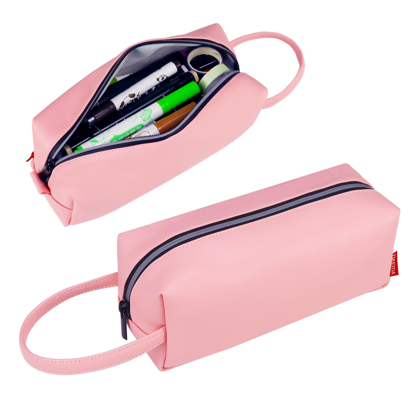 Trousse à crayons Fmeida - Trousse à crayons résistante à l'eau - Sac à crayons portable - Pochette de papeterie de bureau simple avec poignée - Fournitures de rentrée scolaire - Noir