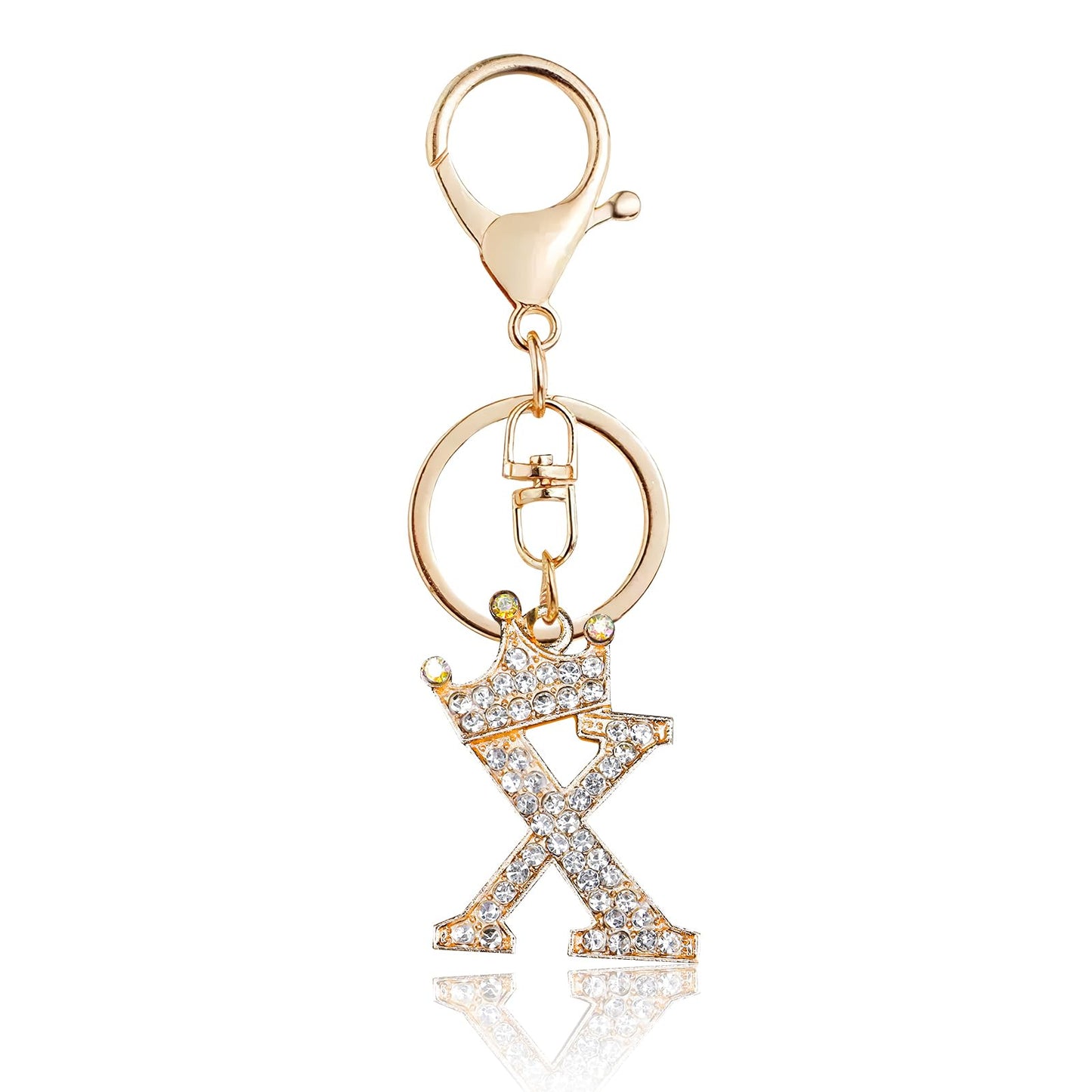Porte-clés Fmeida Gold Letter AZ pour femmes Porte-clés avec lettre initiale Motif couronne