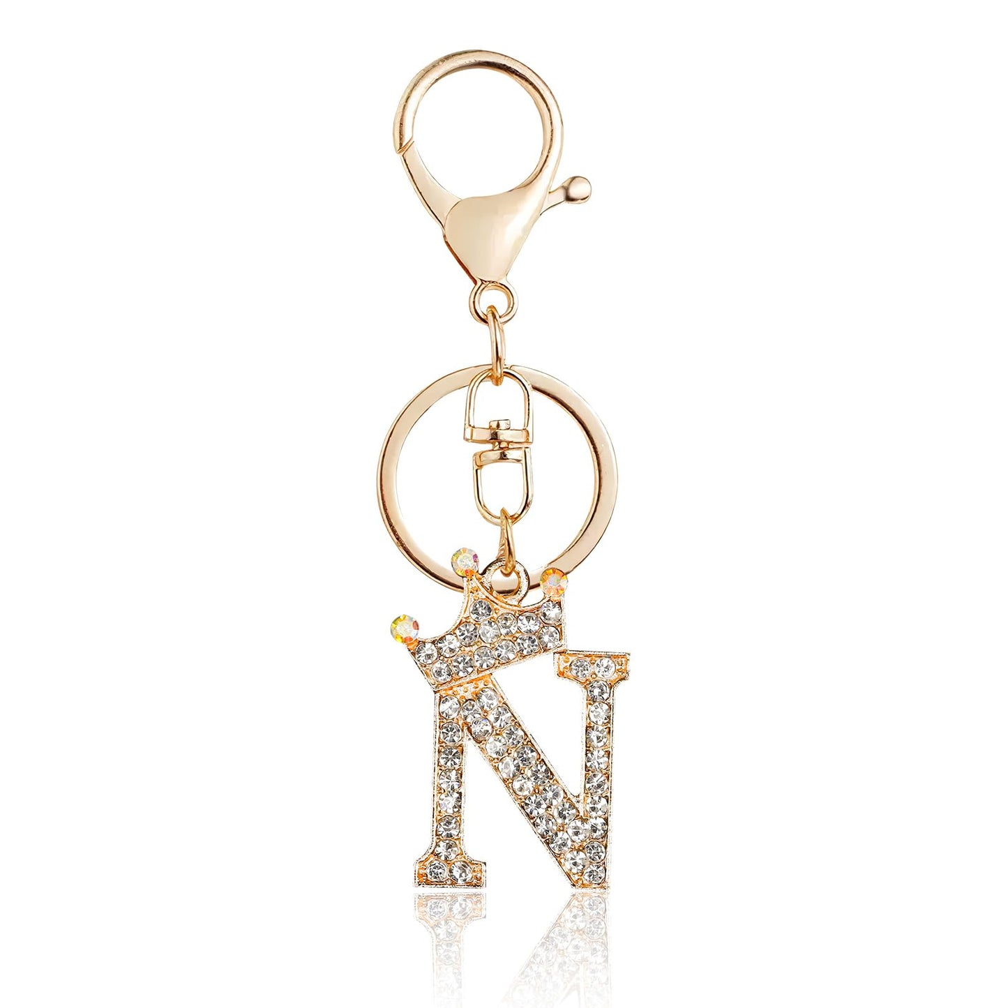 Porte-clés Fmeida Gold Letter AZ pour femmes Porte-clés avec lettre initiale Motif couronne