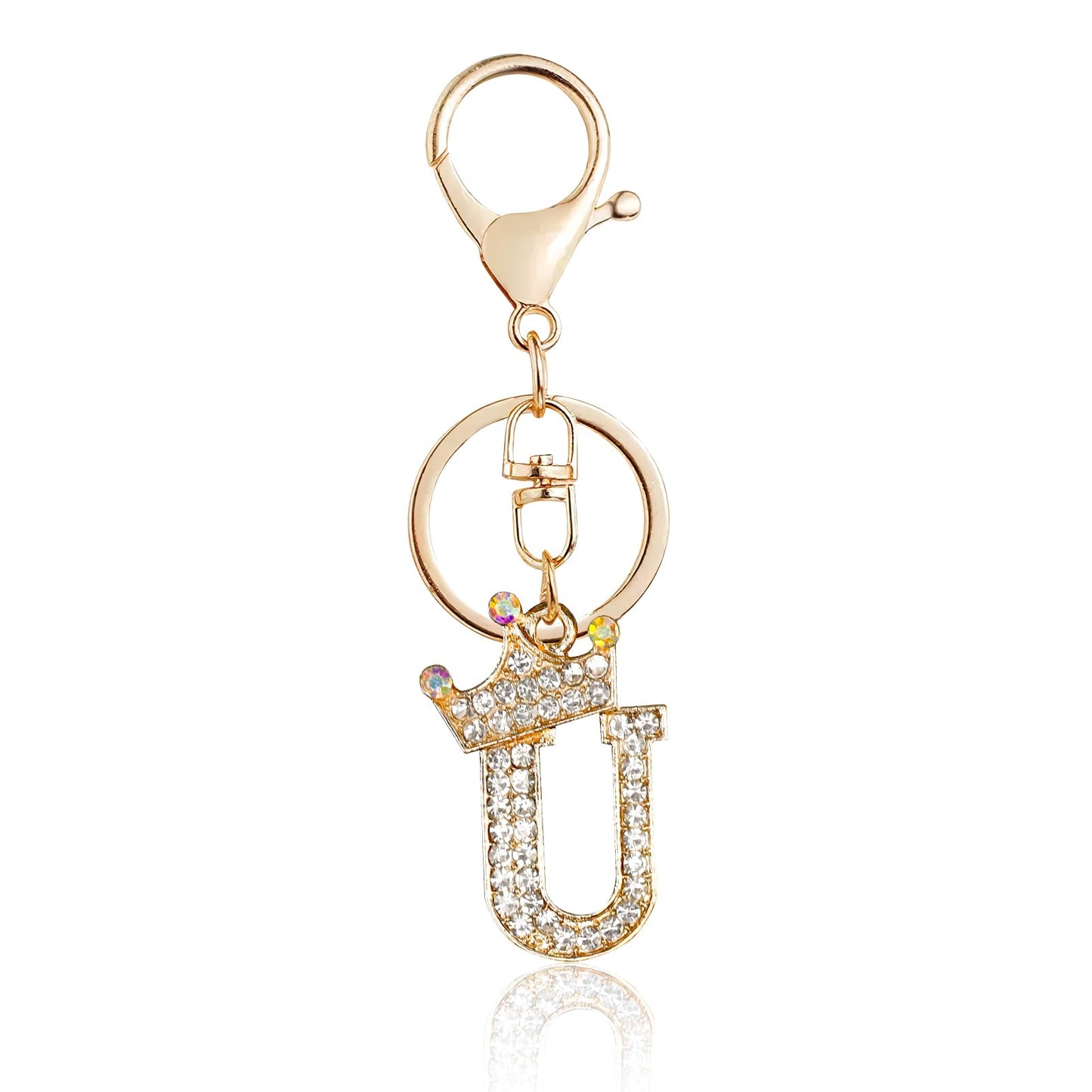 Porte-clés Fmeida Gold Letter AZ pour femmes Porte-clés avec lettre initiale Motif couronne