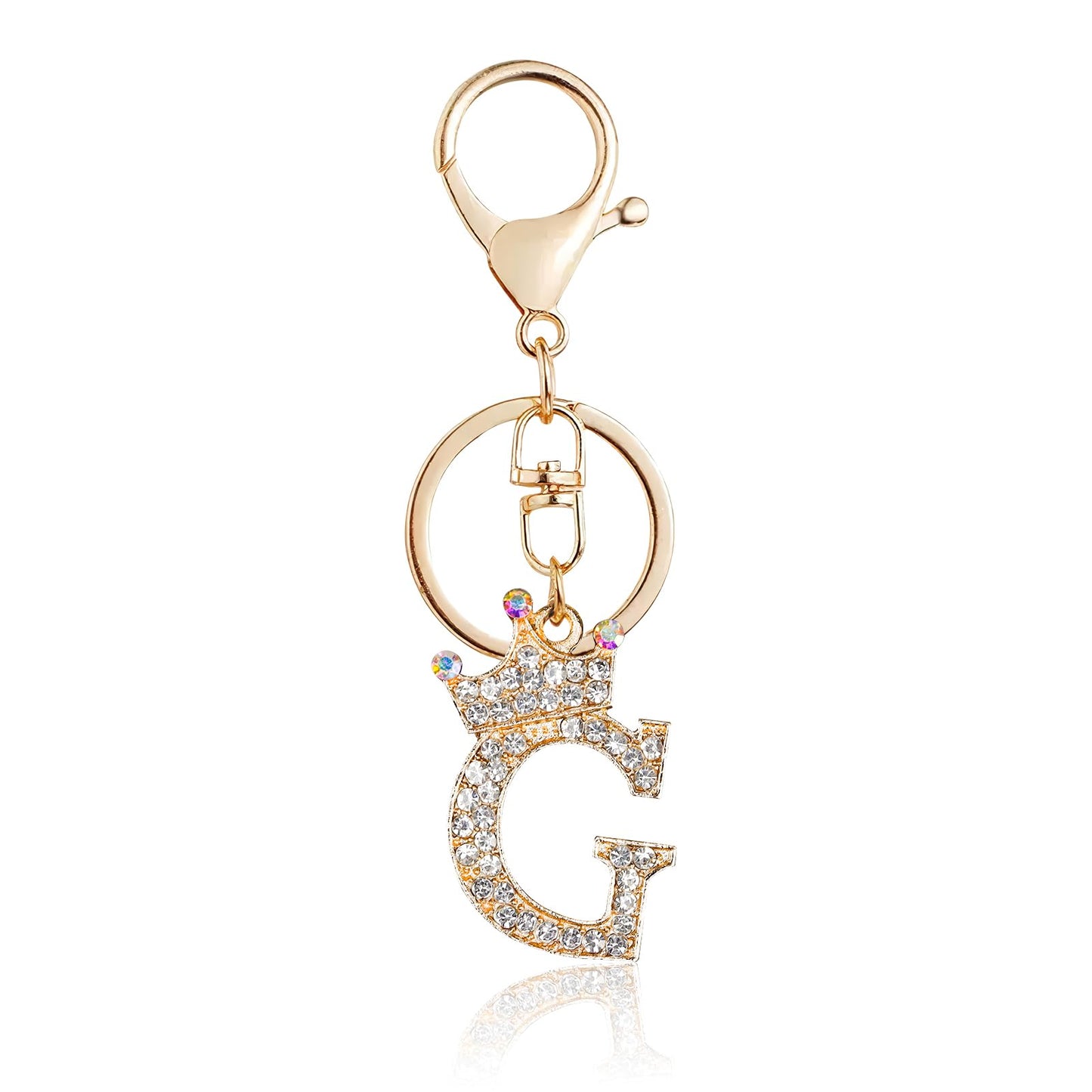 Porte-clés Fmeida Gold Letter AZ pour femmes Porte-clés avec lettre initiale Motif couronne