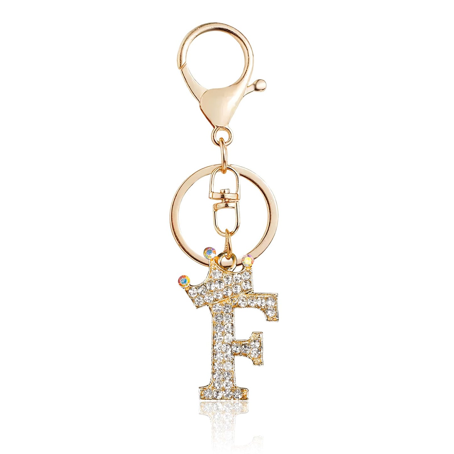Porte-clés Fmeida Gold Letter AZ pour femmes Porte-clés avec lettre initiale Motif couronne