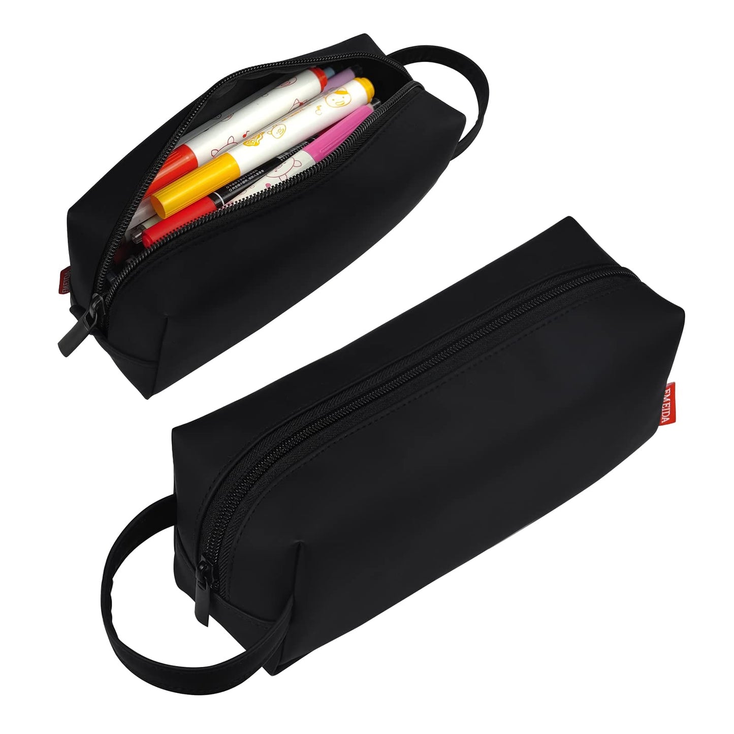 Trousse à crayons Fmeida - Trousse à crayons résistante à l'eau - Sac à crayons portable - Pochette de papeterie de bureau simple avec poignée - Fournitures de rentrée scolaire - Noir