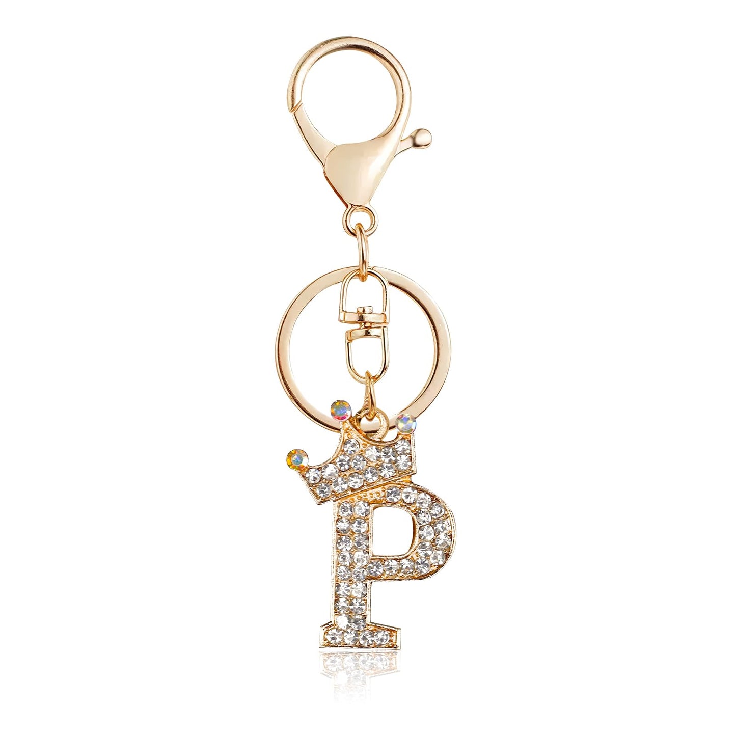 Porte-clés Fmeida Gold Letter AZ pour femmes Porte-clés avec lettre initiale Motif couronne