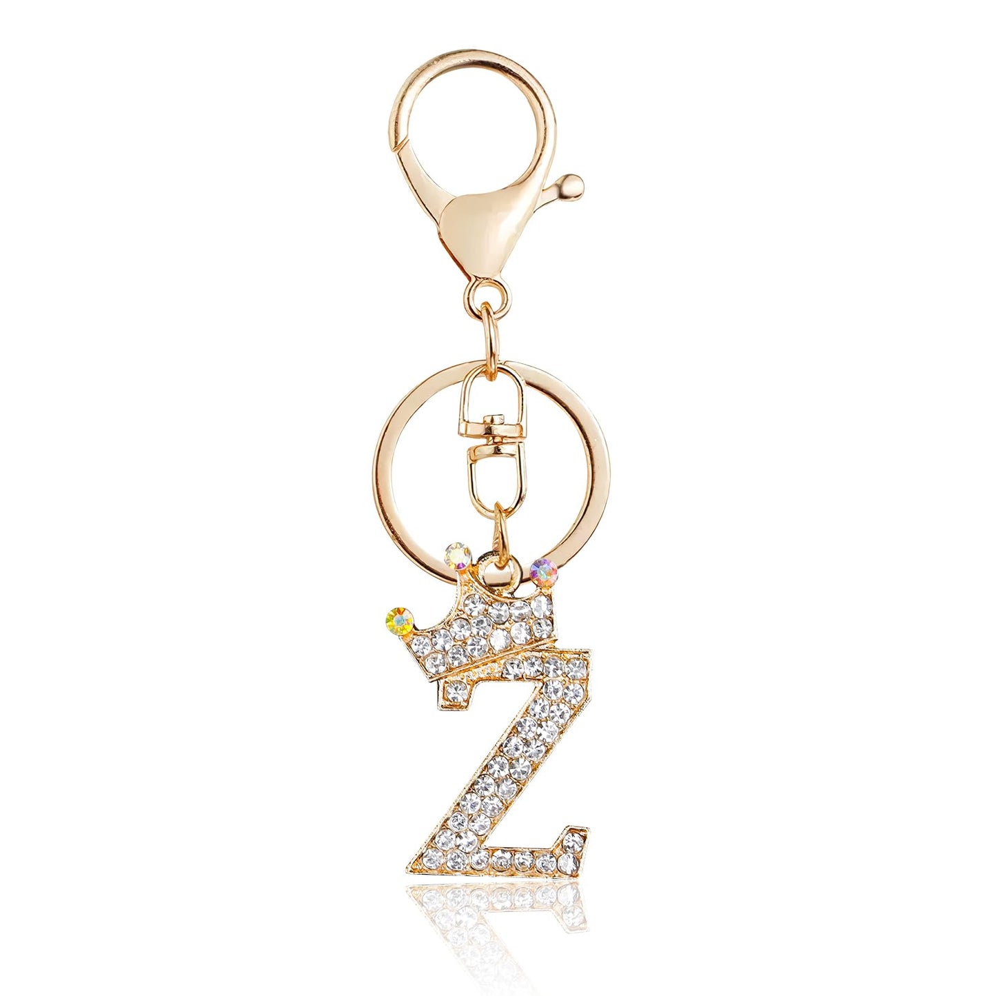 Porte-clés Fmeida Gold Letter AZ pour femmes Porte-clés avec lettre initiale Motif couronne
