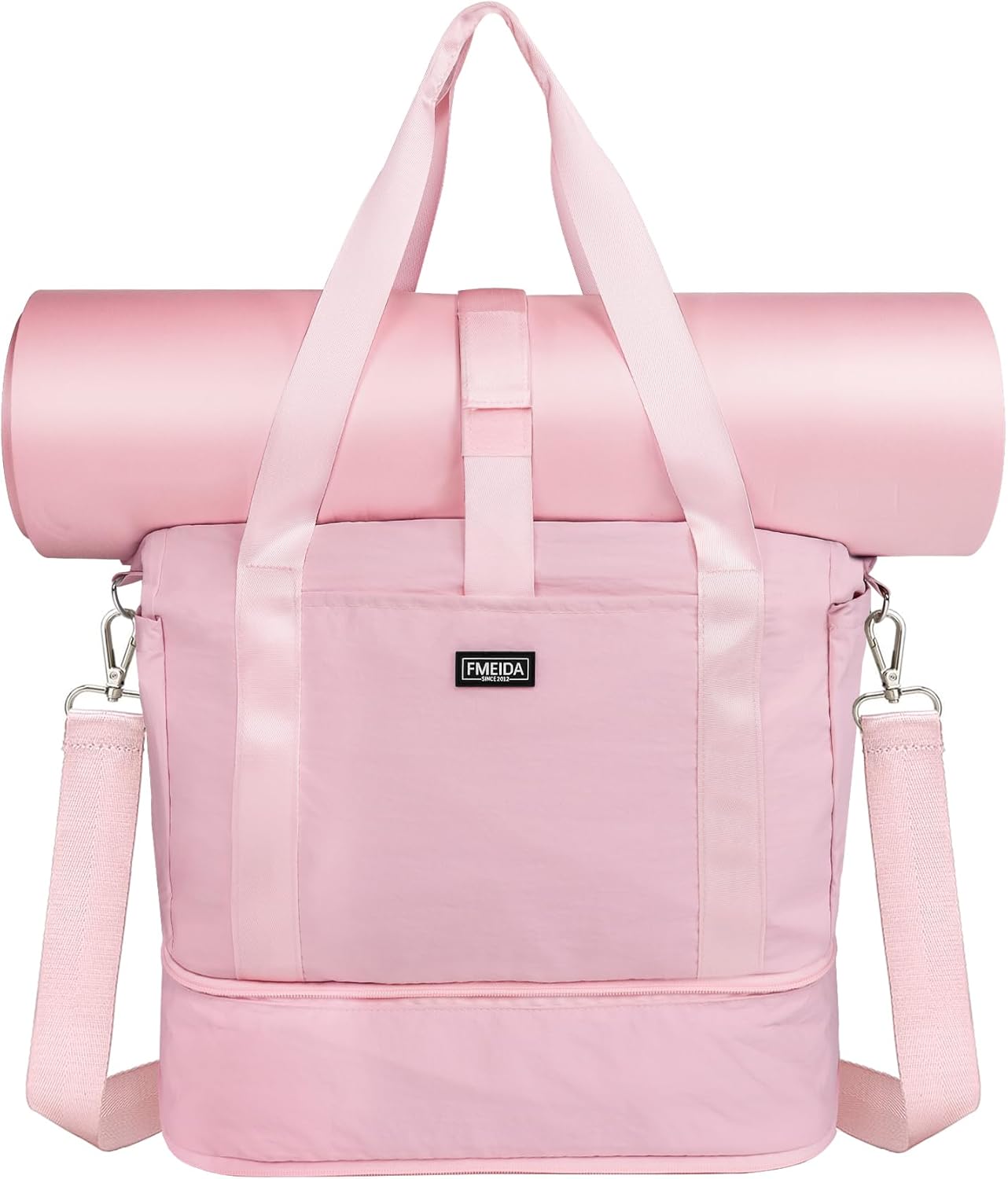Fmeida Gym Bag with Shoe Compartment Expandable, Duffle Bag for Travel with Wet Pocket, Sports Duffels with Yoga Mat Strap, Personal Item Travel Bag Overnight Weekender Tote Bag for Women