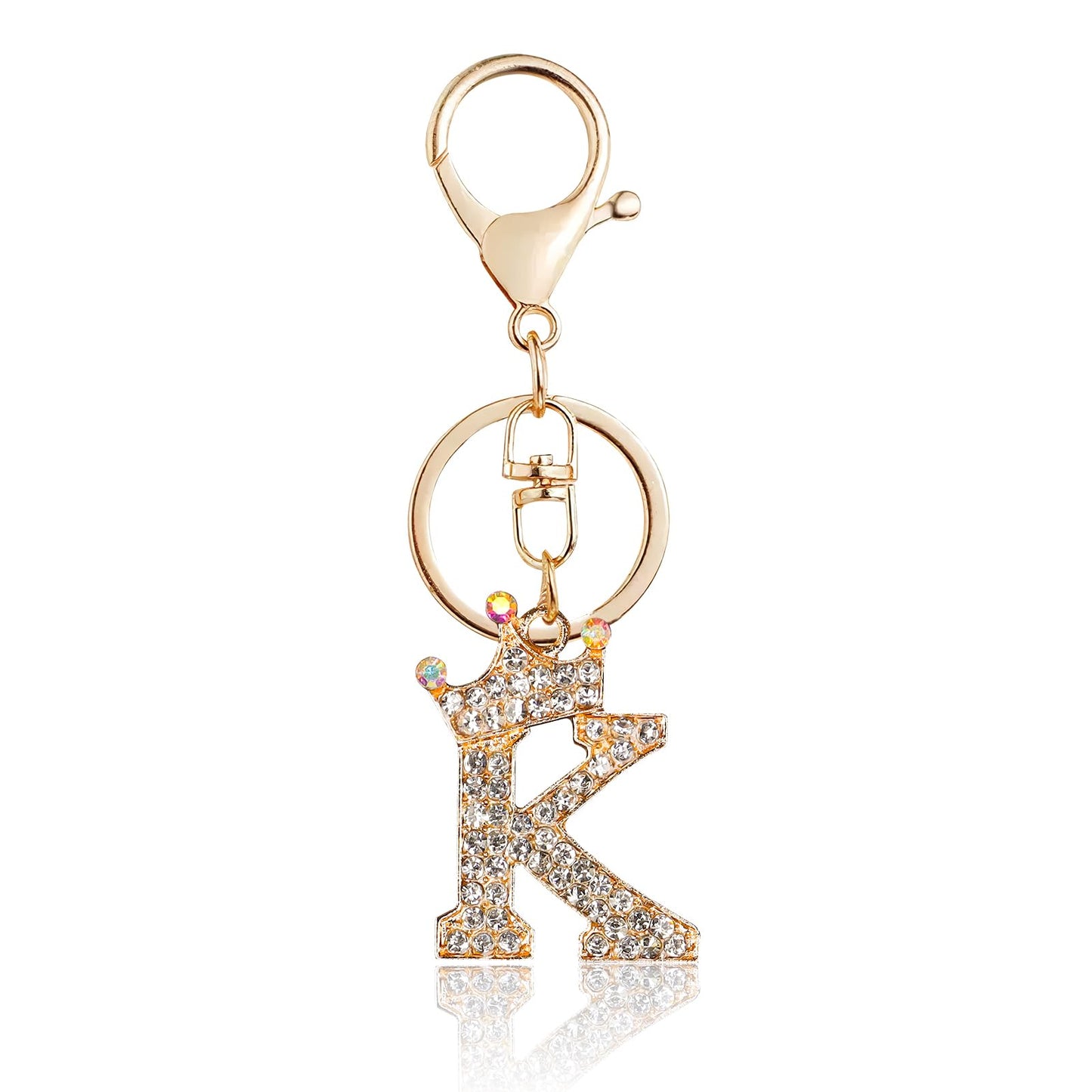 Porte-clés Fmeida Gold Letter AZ pour femmes Porte-clés avec lettre initiale Motif couronne