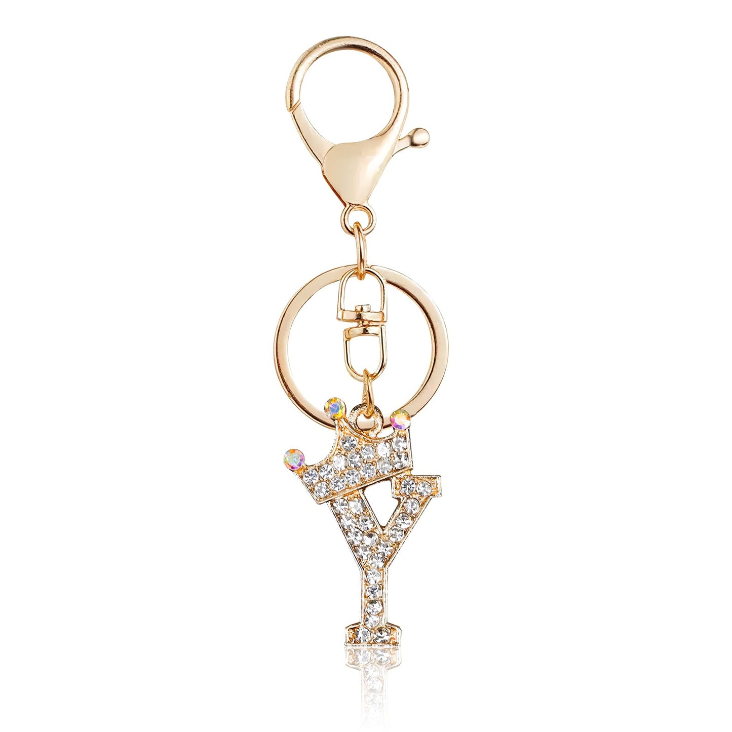 Porte-clés Fmeida Gold Letter AZ pour femmes Porte-clés avec lettre initiale Motif couronne