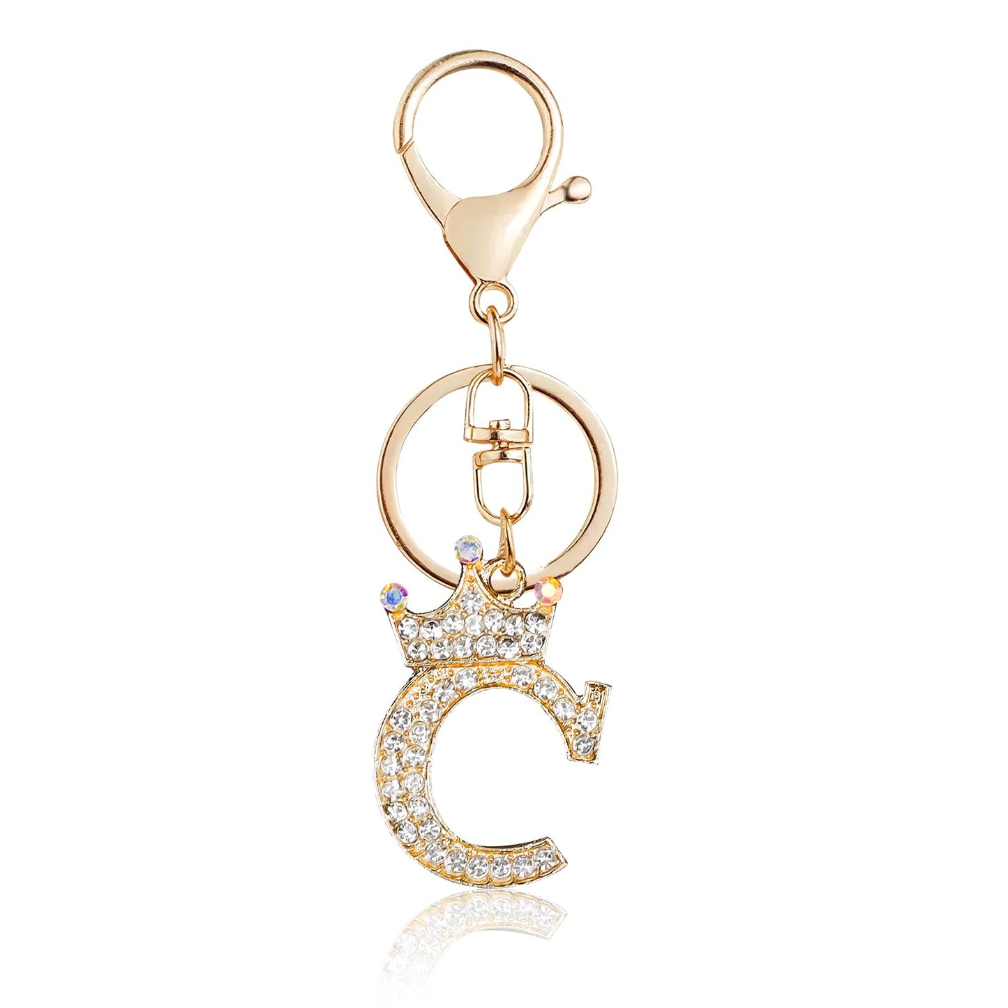 Porte-clés Fmeida Gold Letter AZ pour femmes Porte-clés avec lettre initiale Motif couronne