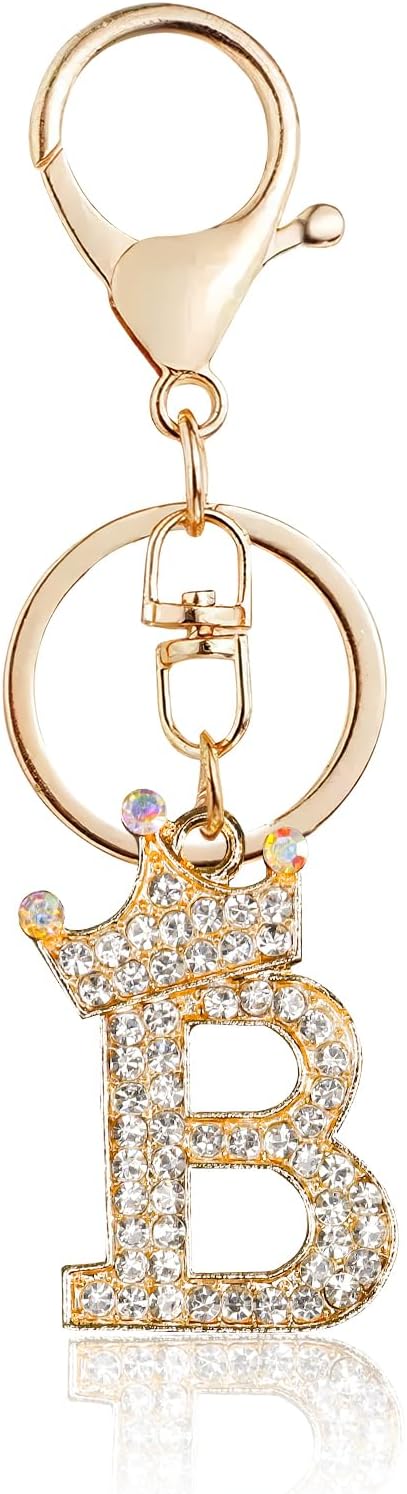 Porte-clés Fmeida Gold Letter AZ pour femmes Porte-clés avec lettre initiale Motif couronne