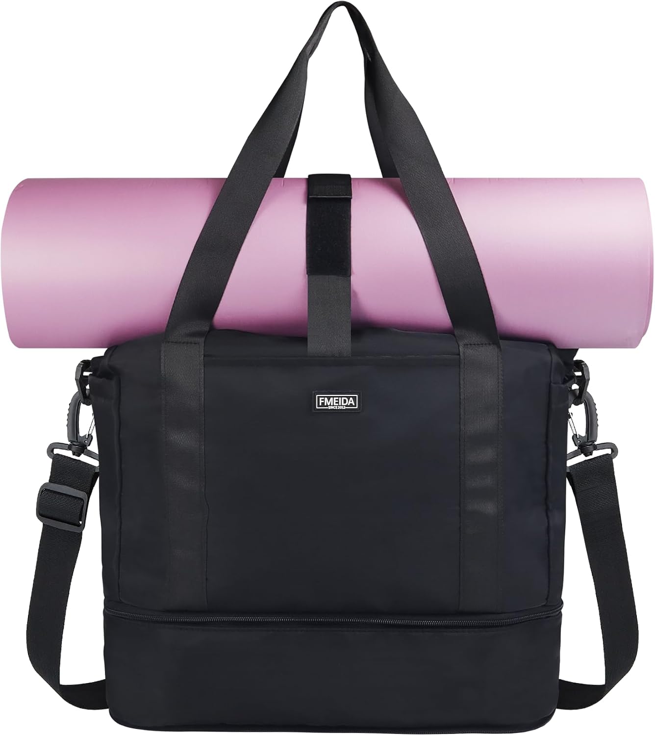 Fmeida Gym Bag with Shoe Compartment Expandable, Duffle Bag for Travel with Wet Pocket, Sports Duffels with Yoga Mat Strap, Personal Item Travel Bag Overnight Weekender Tote Bag for Women