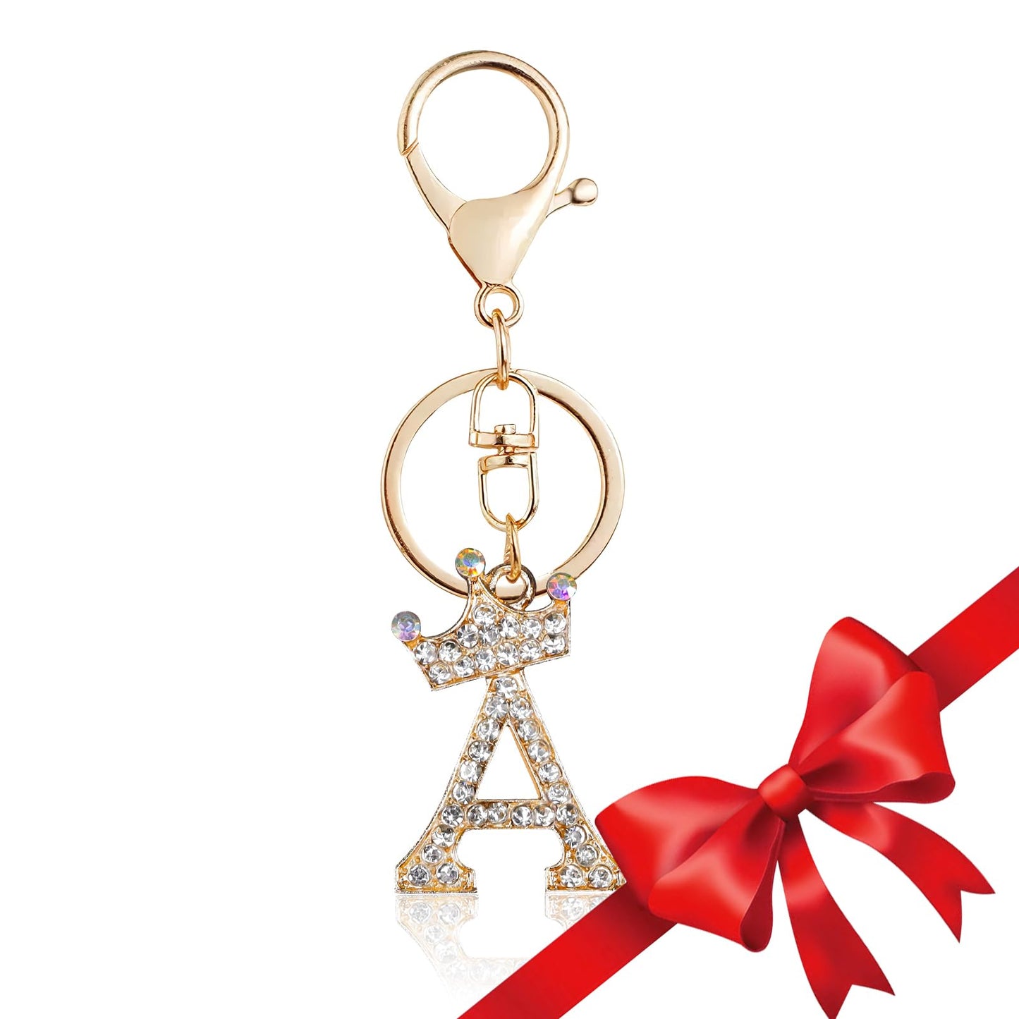 Porte-clés Fmeida Gold Letter AZ pour femmes Porte-clés avec lettre initiale Motif couronne