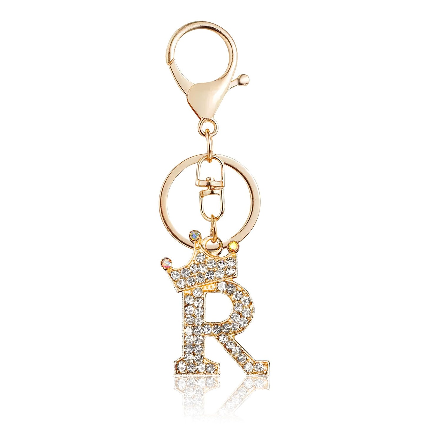 Porte-clés Fmeida Gold Letter AZ pour femmes Porte-clés avec lettre initiale Motif couronne