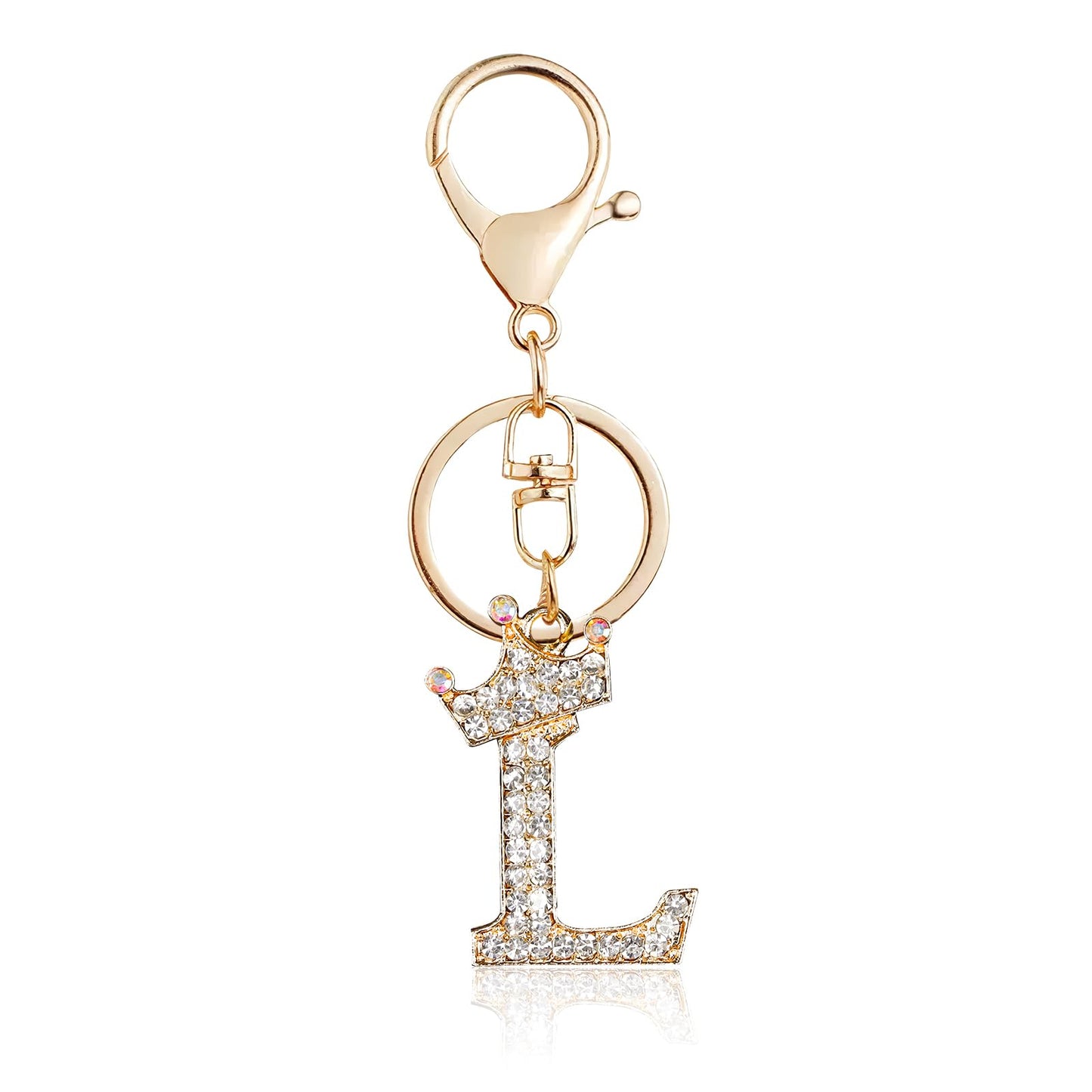 Porte-clés Fmeida Gold Letter AZ pour femmes Porte-clés avec lettre initiale Motif couronne