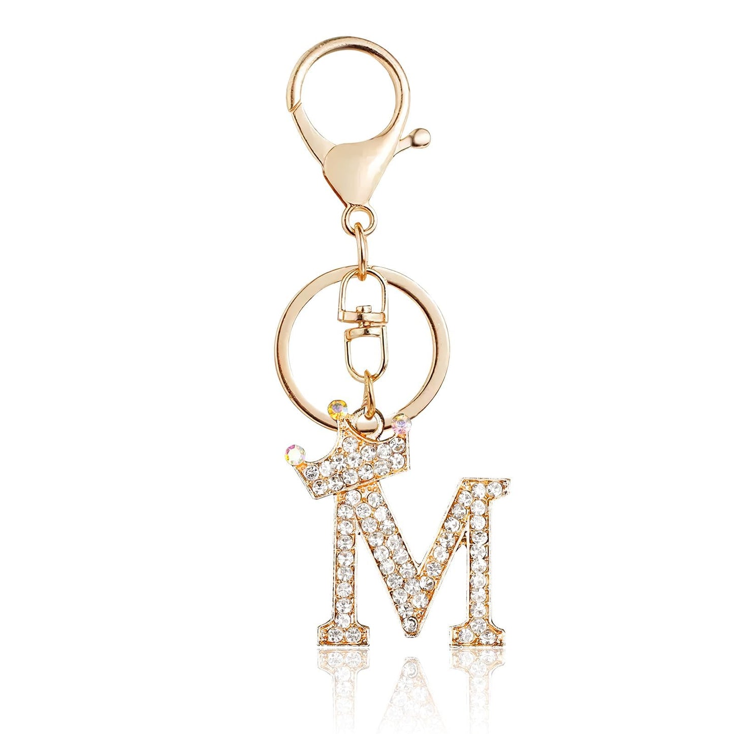 Porte-clés Fmeida Gold Letter AZ pour femmes Porte-clés avec lettre initiale Motif couronne