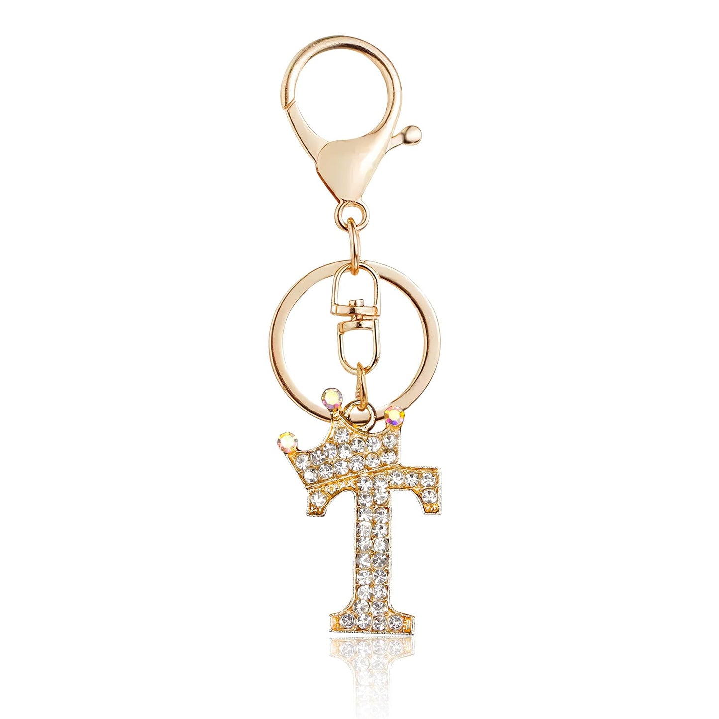 Porte-clés Fmeida Gold Letter AZ pour femmes Porte-clés avec lettre initiale Motif couronne
