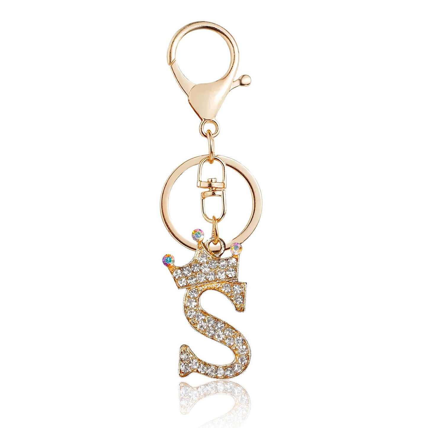 Porte-clés Fmeida Gold Letter AZ pour femmes Porte-clés avec lettre initiale Motif couronne