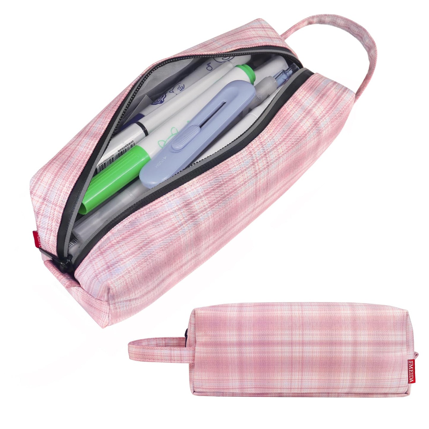 Trousse à crayons Fmeida - Trousse à crayons résistante à l'eau - Sac à crayons portable - Pochette de papeterie de bureau simple avec poignée - Fournitures de rentrée scolaire - Noir