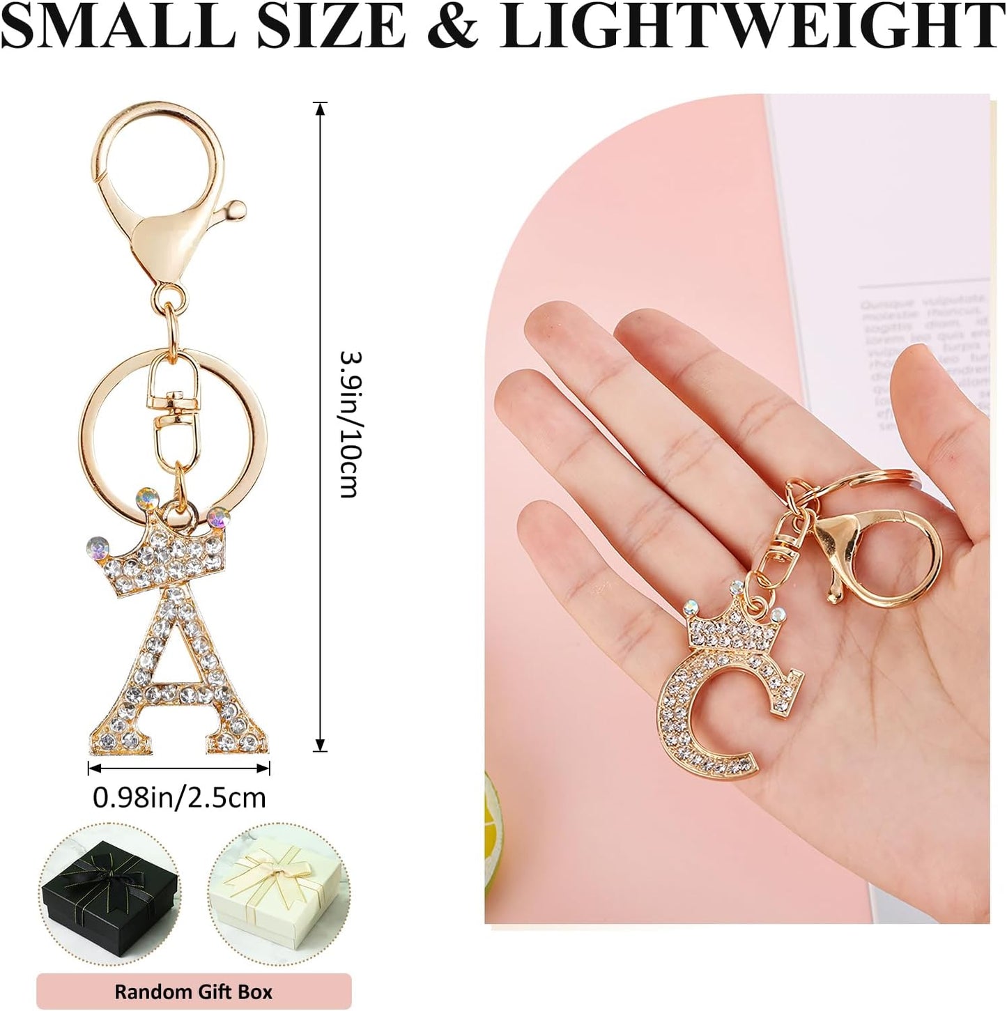 Porte-clés Fmeida Gold Letter AZ pour femmes Porte-clés avec lettre initiale Motif couronne