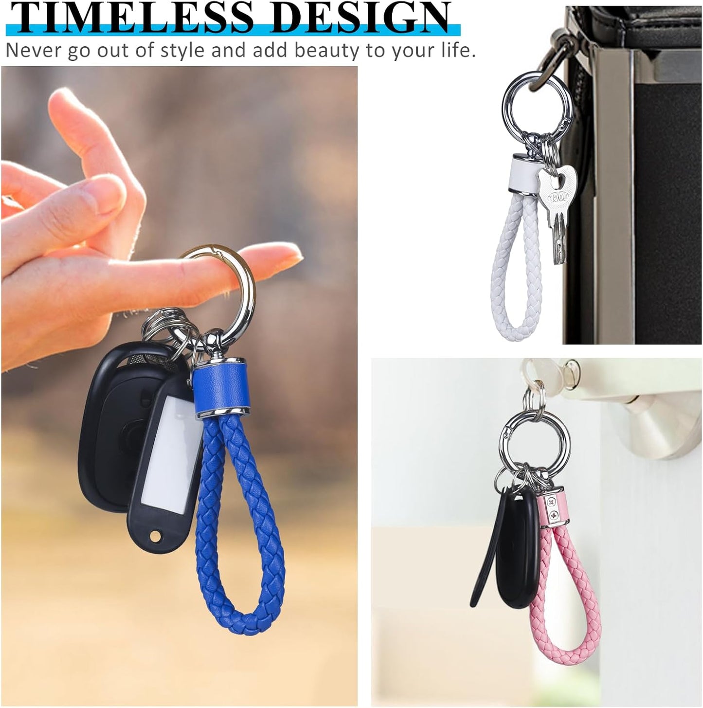 Porte-clés Fmeida pour femmes Porte-clés tricotés à la main Porte-clés de voiture simples Accessoires de clés de mode