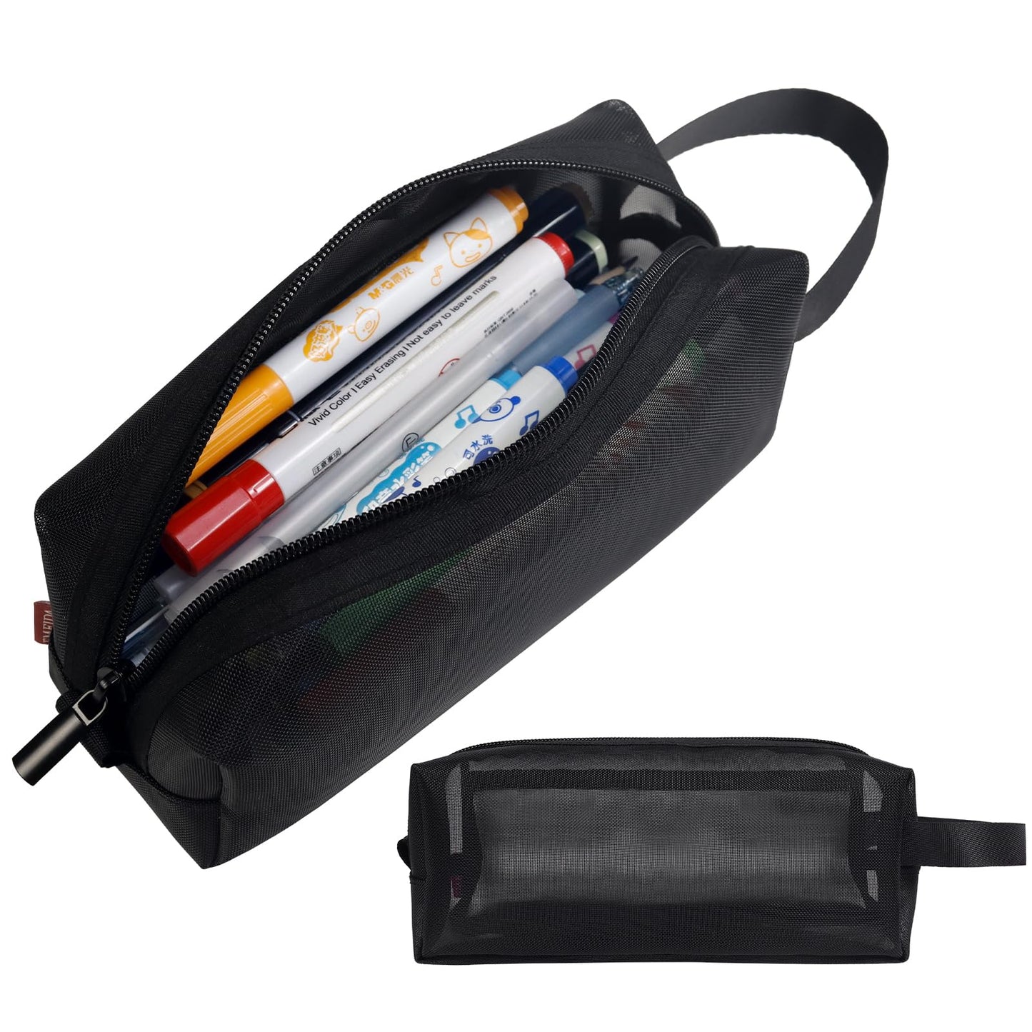 Trousse à crayons Fmeida - Trousse à crayons résistante à l'eau - Sac à crayons portable - Pochette de papeterie de bureau simple avec poignée - Fournitures de rentrée scolaire - Noir