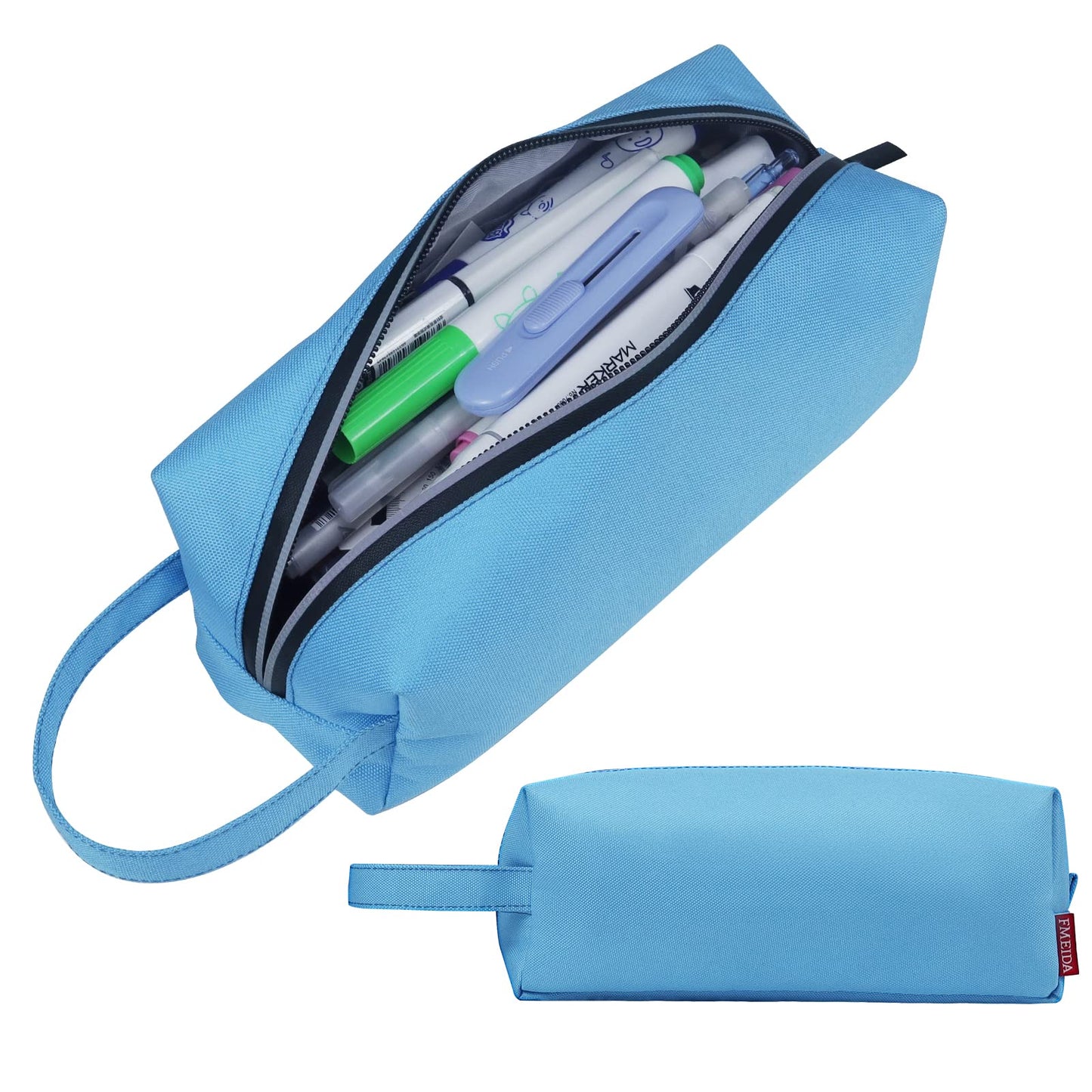 Trousse à crayons Fmeida - Trousse à crayons résistante à l'eau - Sac à crayons portable - Pochette de papeterie de bureau simple avec poignée - Fournitures de rentrée scolaire - Noir