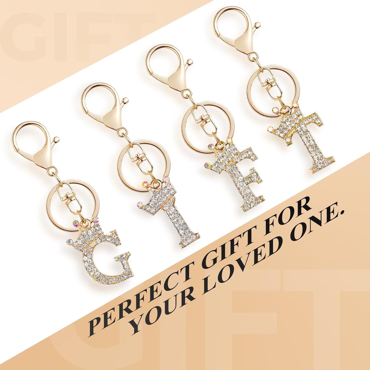 Porte-clés Fmeida Gold Letter AZ pour femmes Porte-clés avec lettre initiale Motif couronne