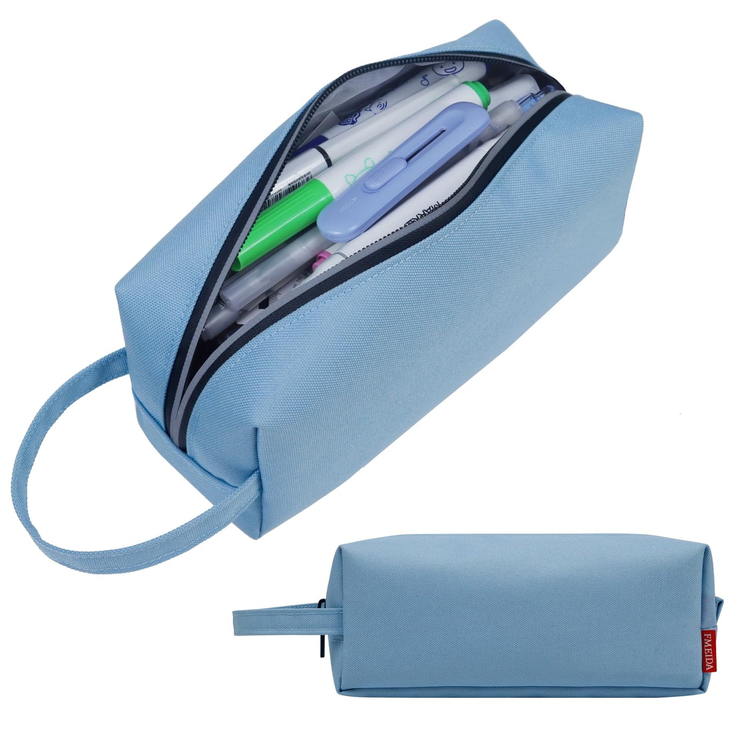 Trousse à crayons Fmeida - Trousse à crayons résistante à l'eau - Sac à crayons portable - Pochette de papeterie de bureau simple avec poignée - Fournitures de rentrée scolaire - Noir