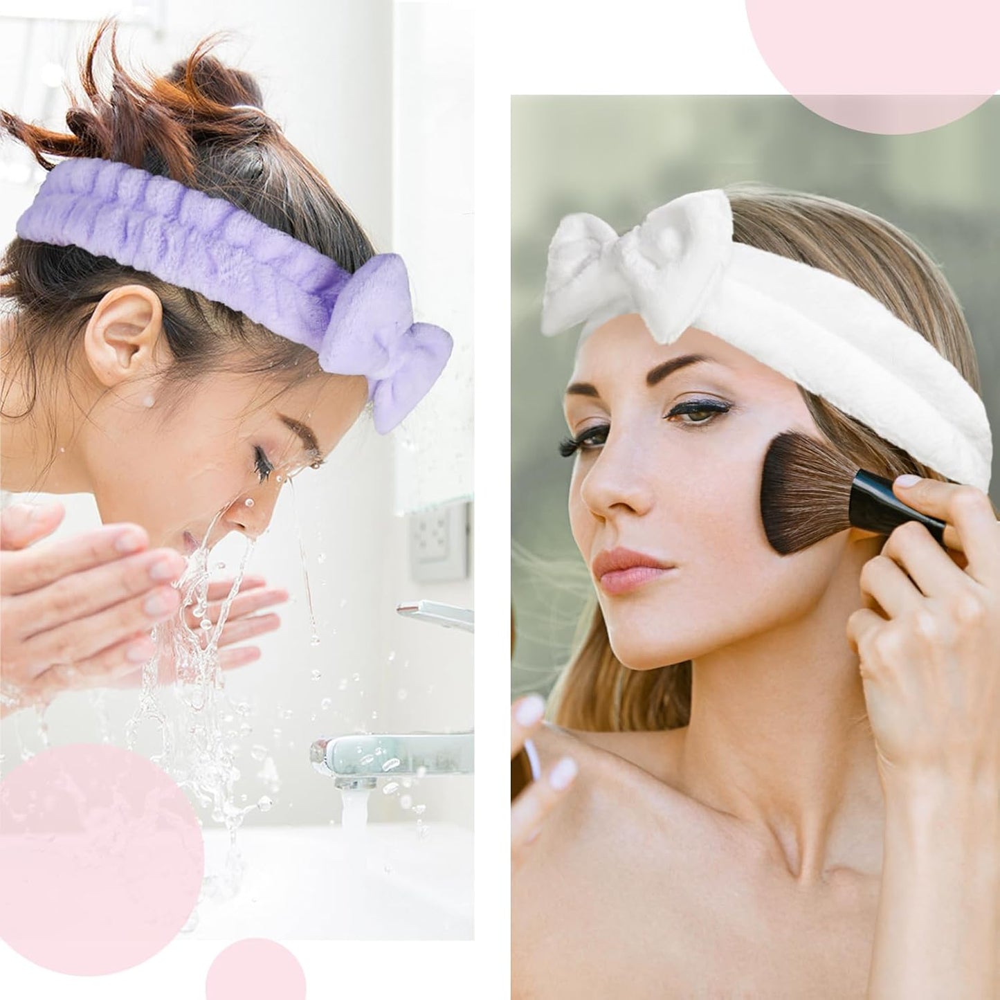 Fmeida Skincare Headband, Spa Headband for Washing Face,Wrist Bands and Hair Tie Black