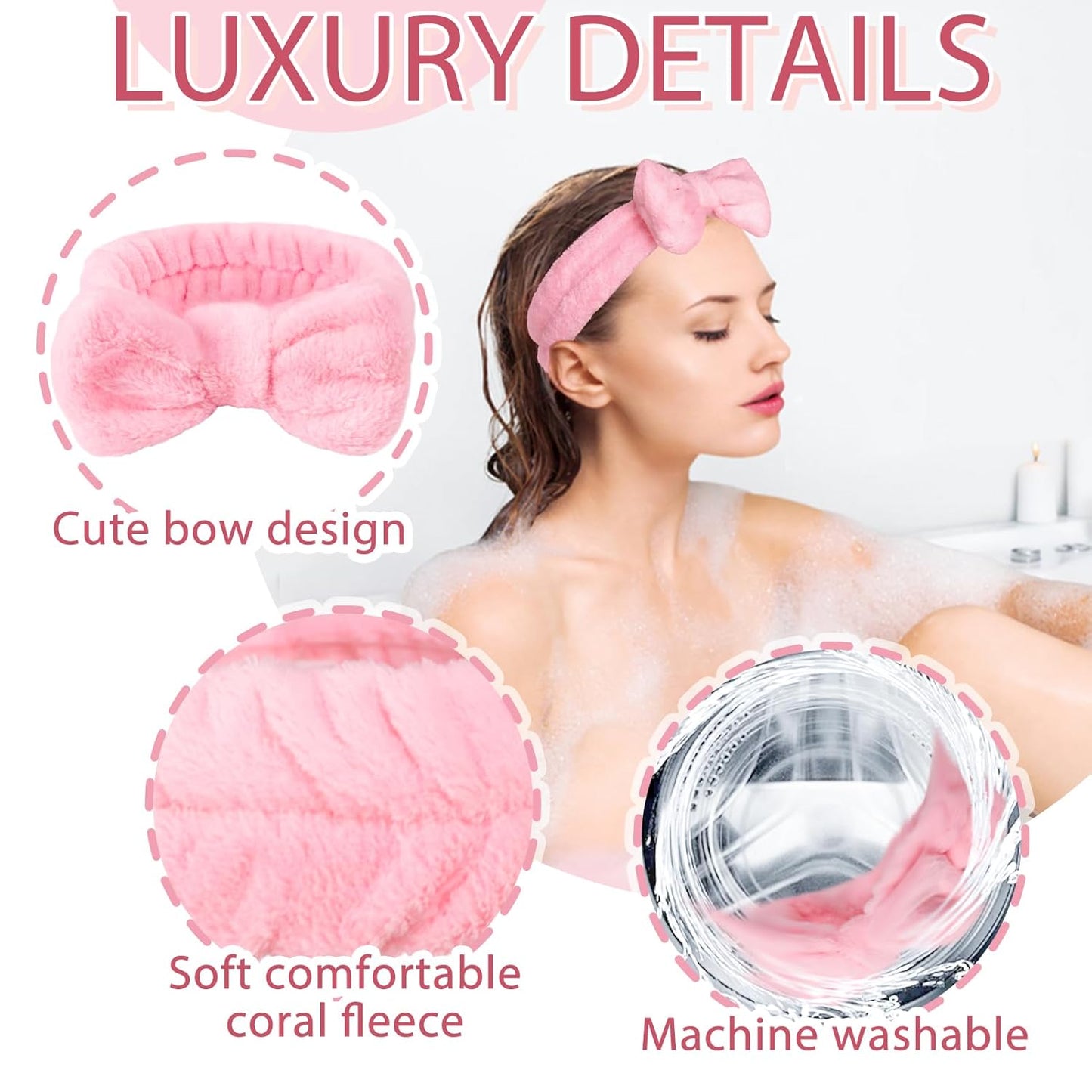 Fmeida Skincare Headband, Spa Headband for Washing Face,Wrist Bands and Hair Tie Black