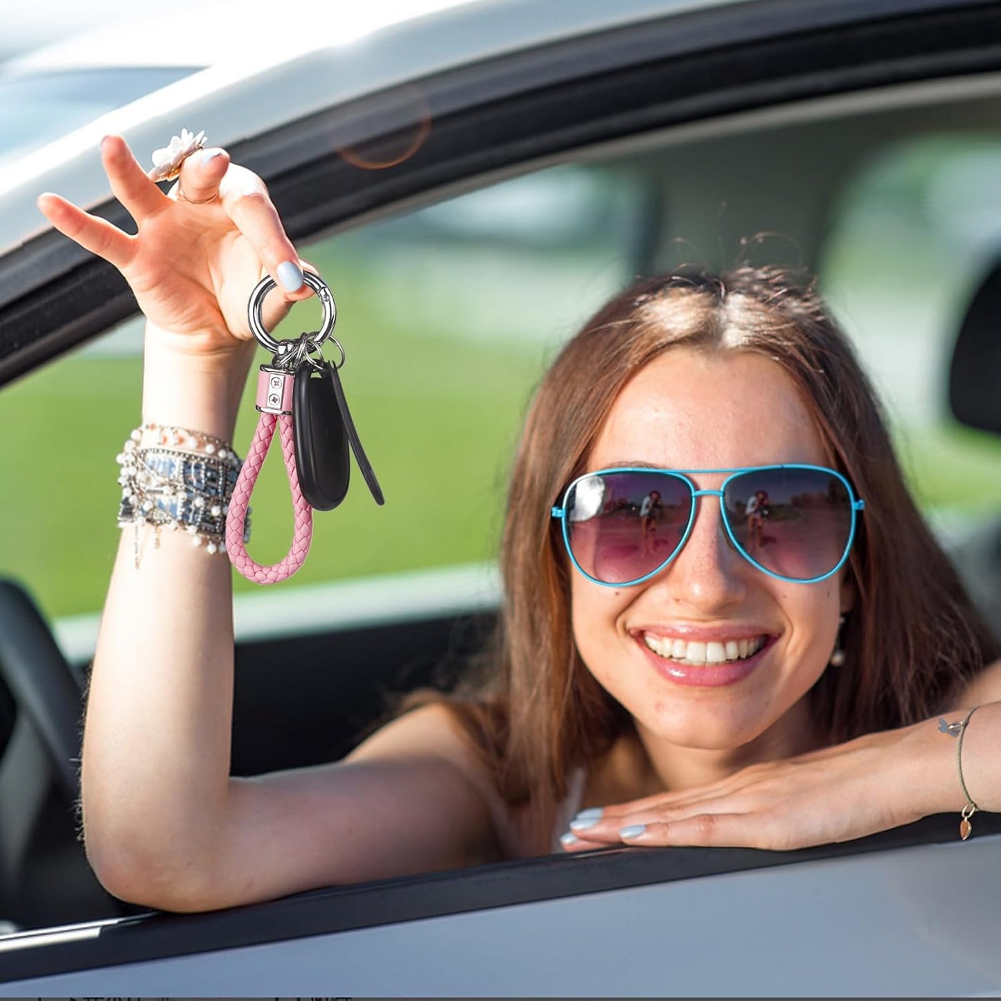 Porte-clés Fmeida pour femmes Porte-clés tricotés à la main Porte-clés de voiture simples Accessoires de clés de mode