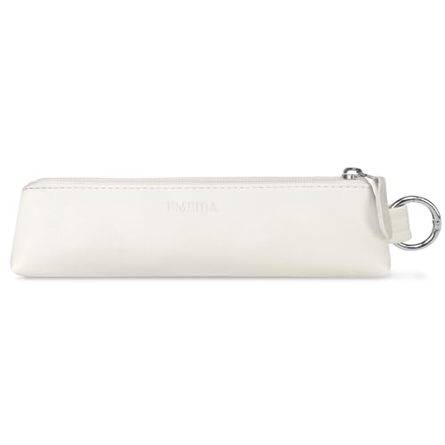 Fmeida Small Pencil Case - Velvet Lined Pencil Pouch PU Leather Pencil Bag Portable Office Stationery Pouches - Black