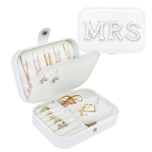 Fmeida MRS Travel Jewelry Case Small Jewelry Box Jewelry Organizer Travel Accessories for Bride, Bachelorette Party Bridal Shower Engagement Wedding Gift