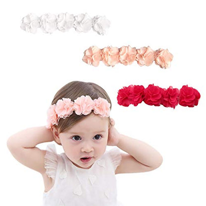 Fmeida Flower Crown Baby Headbands Newborn Floral Birthday Headbands for 4-24 Months